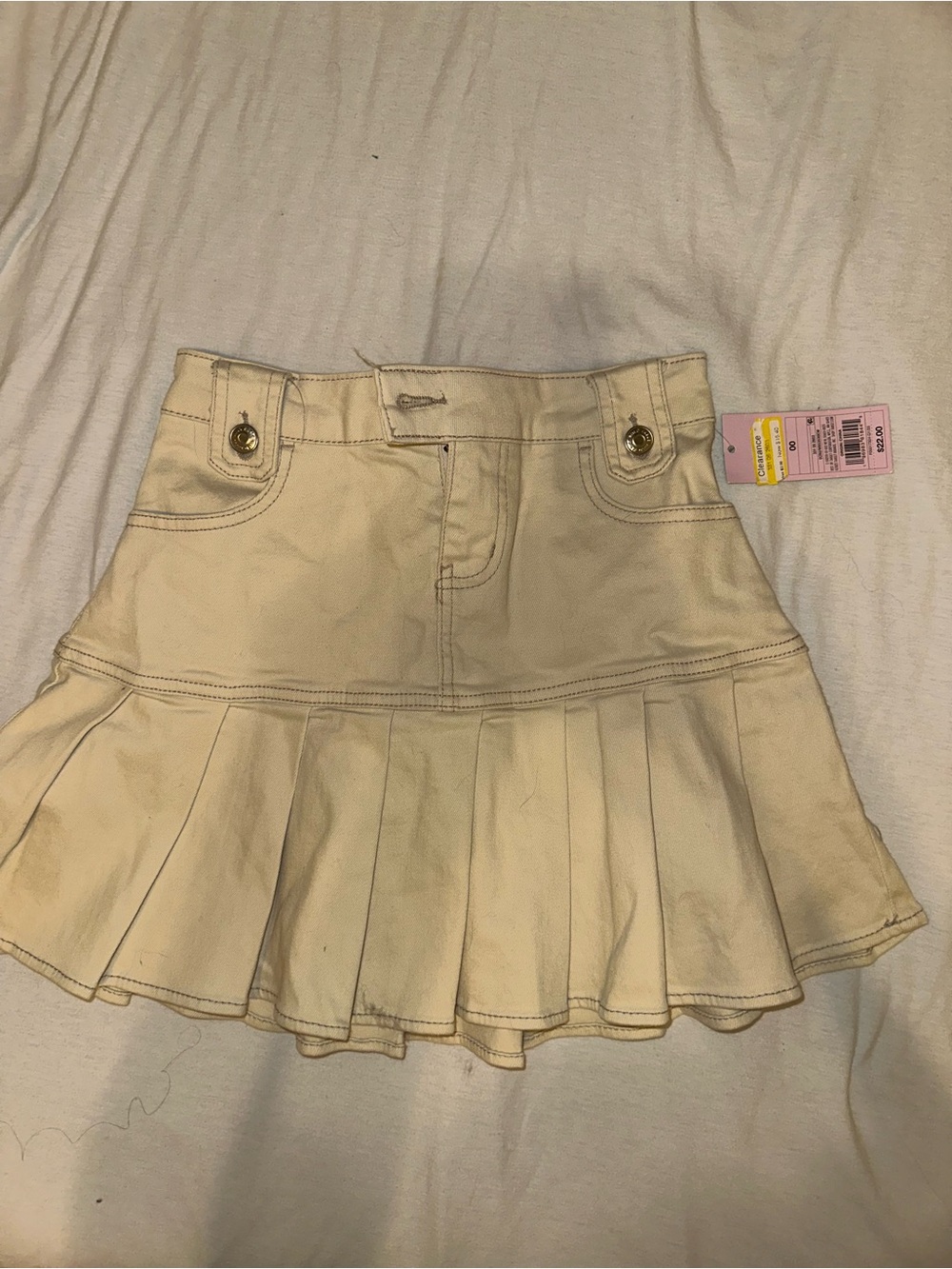 Women’s Cream Pleated Mini Skirt - Unbranded